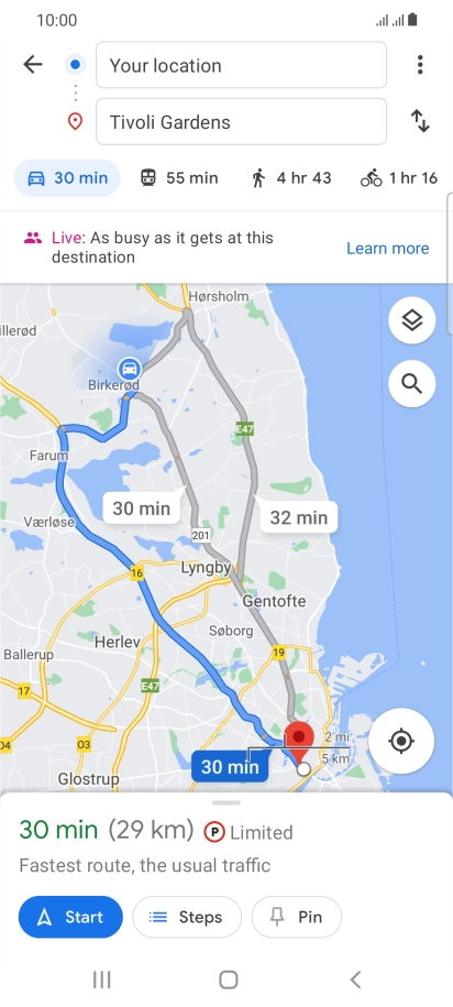 Press the required mode of transportation.