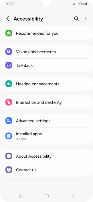 Press Vision enhancements and follow the instructions on the screen to select the required settings.