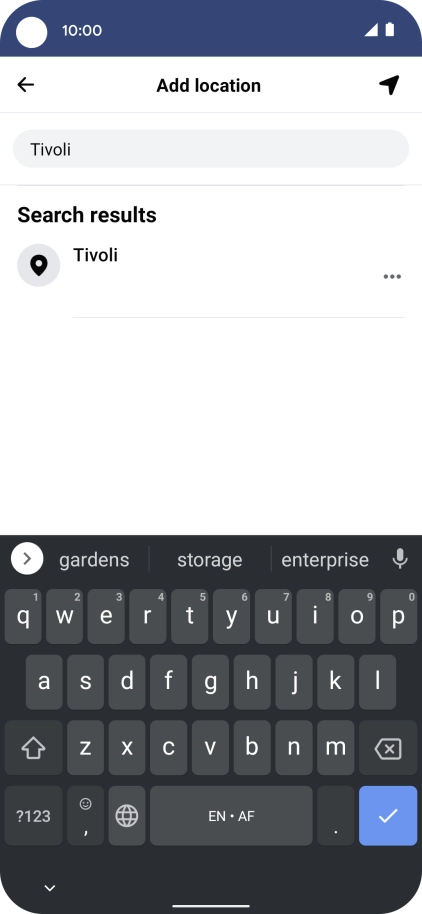 Press the required location.