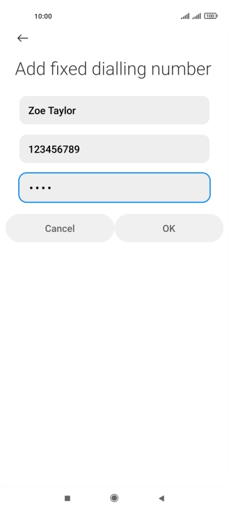 Key in your PIN2 and press OK. The default PIN2 is 1111.