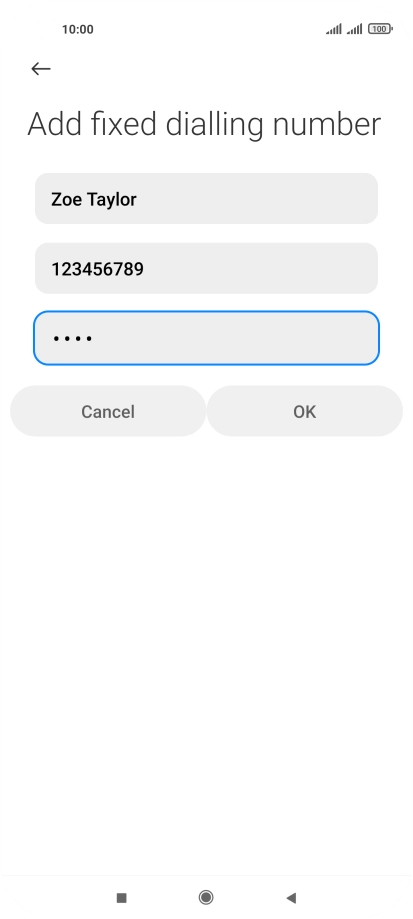Key in your PIN2 and press OK. The default PIN2 is 1111.