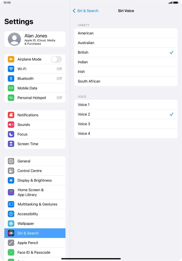 Press the required accent.