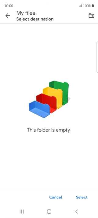 To create a new folder, press the new folder icon and follow the instructions on the screen to create a new folder.