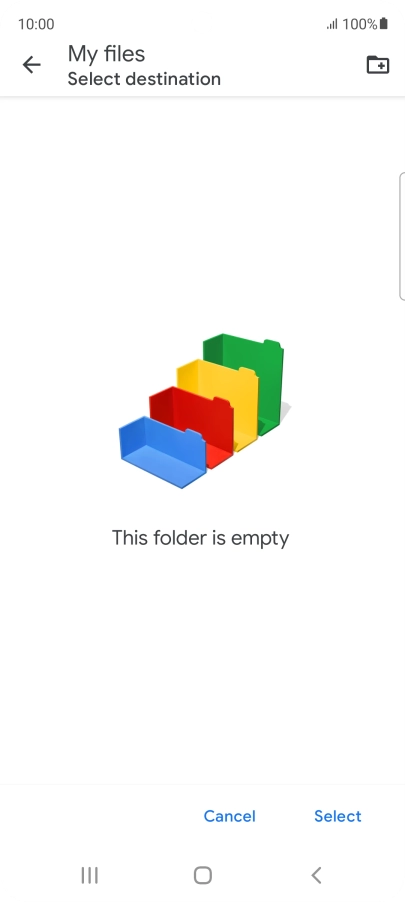 To create a new folder, press the new folder icon and follow the instructions on the screen to create a new folder.