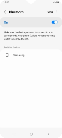 Press the required Bluetooth device and follow the instructions on the screen to pair the device with your phone.