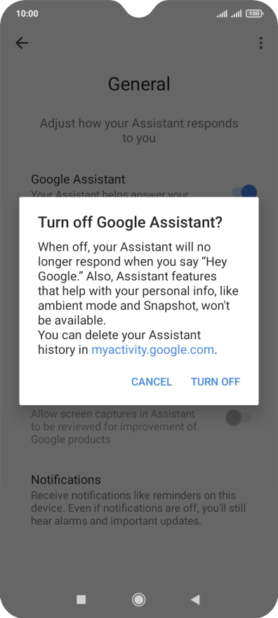 If you turn off the function, press TURN OFF.