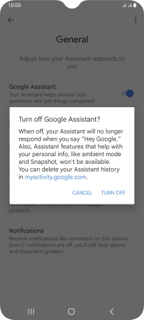 If you turn off the function, press TURN OFF.