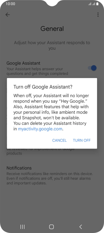 If you turn off the function, press TURN OFF.