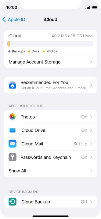 Press iCloud Drive.