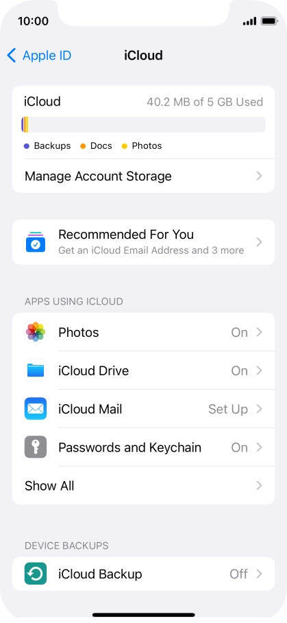 Press iCloud Drive.