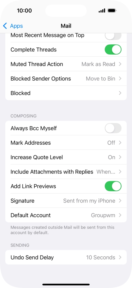 Press Default Account.