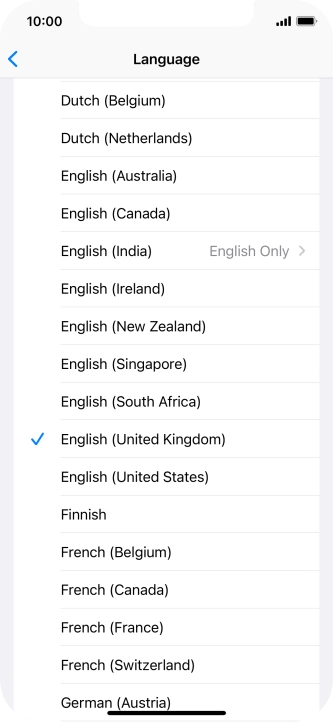 Press the required language. Press the required language.