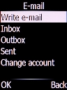 Select Write e-mail and press the Left selection key.