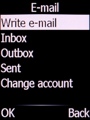 Select Write e-mail and press the Left selection key.