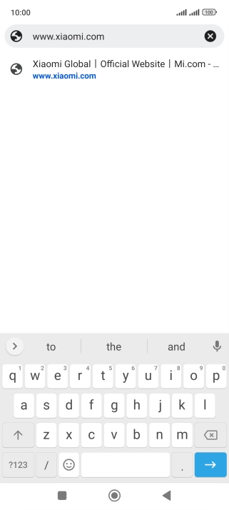 Key in the address of the required web page and press arrow right.