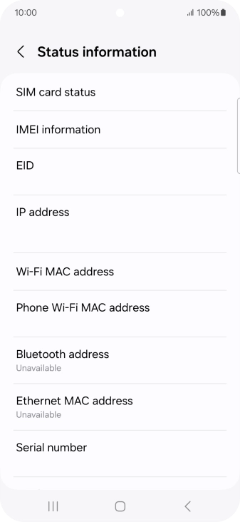 Your phone's EID number is displayed below EID.
