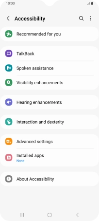 Press TalkBack and follow the instructions on the screen to select the required settings.