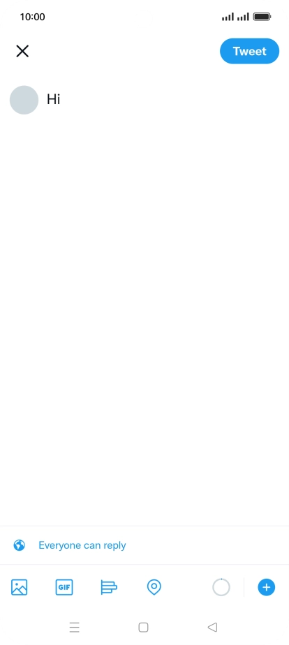 Write the required text and press Tweet.