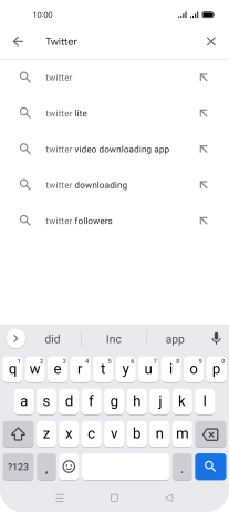 Key in Twitter and press the search icon.