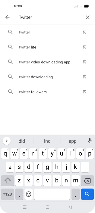 Key in Twitter and press the search icon.