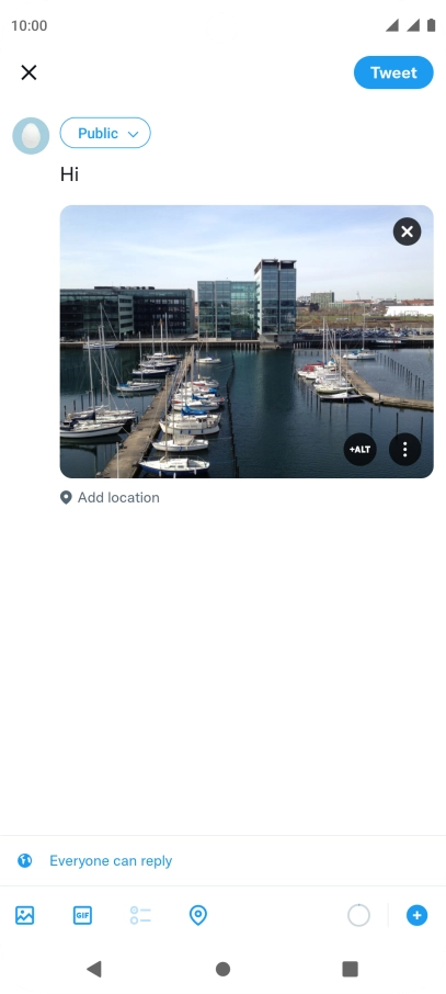 Write the required text and press Tweet. Write the required text and press Tweet.