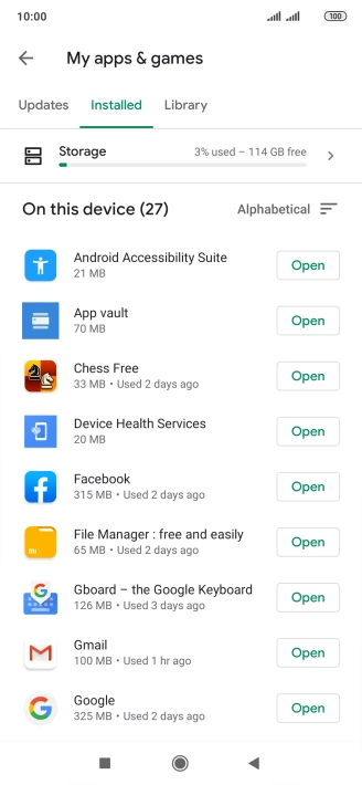 Press the required app.