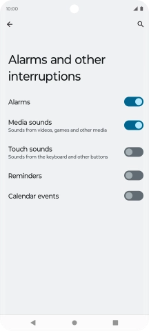 Press the indicators next to the required settings to turn sound for the selected functions on or off.