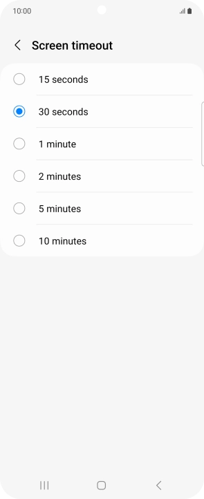 Press the required setting.