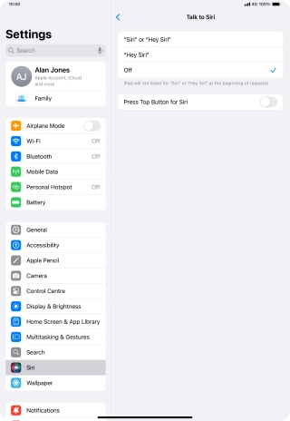 Press the indicator next to 