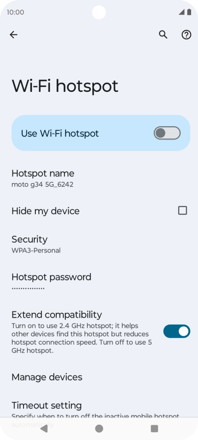 Press Hotspot password.