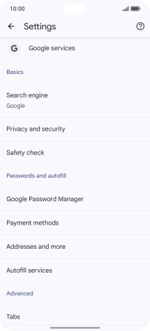Press Privacy and security.