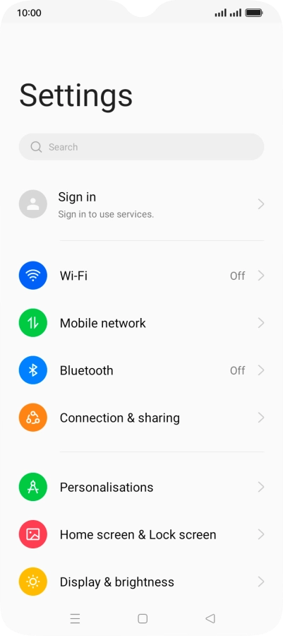 Press Mobile network.