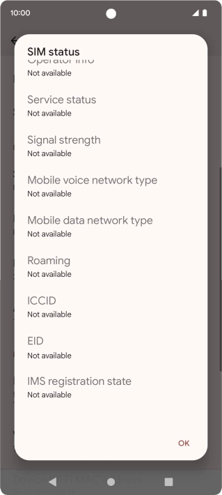 Your phone's EID number is displayed below EID. Your phone's EID number is displayed below EID.