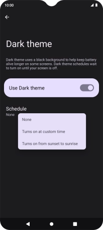 Press the required setting to turn the function on or off. Press the required setting to turn the function on or off.