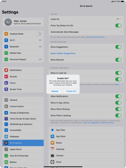 Press Enable Siri.