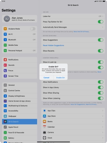 Press Enable Siri. Press Enable Siri.