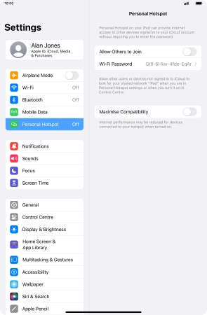 Press Wi-Fi Password and key in the required password.