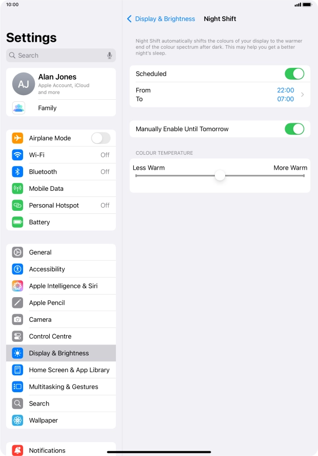 Press and drag the indicator below 