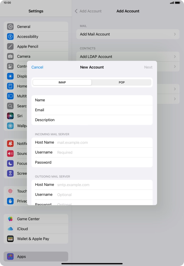Press IMAP. Press IMAP.