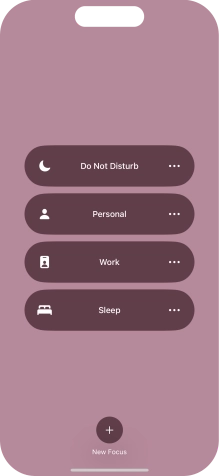 Press the required focus mode to activate or deactivate it immediately.