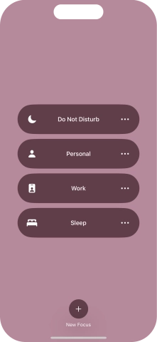 Press the required focus mode to activate or deactivate it immediately.