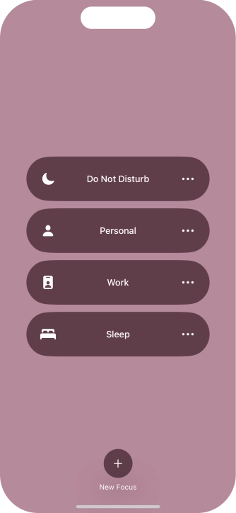Press the required focus mode to activate or deactivate it immediately.