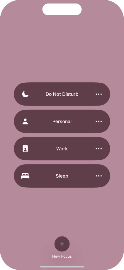 Press the required focus mode to activate or deactivate it immediately.