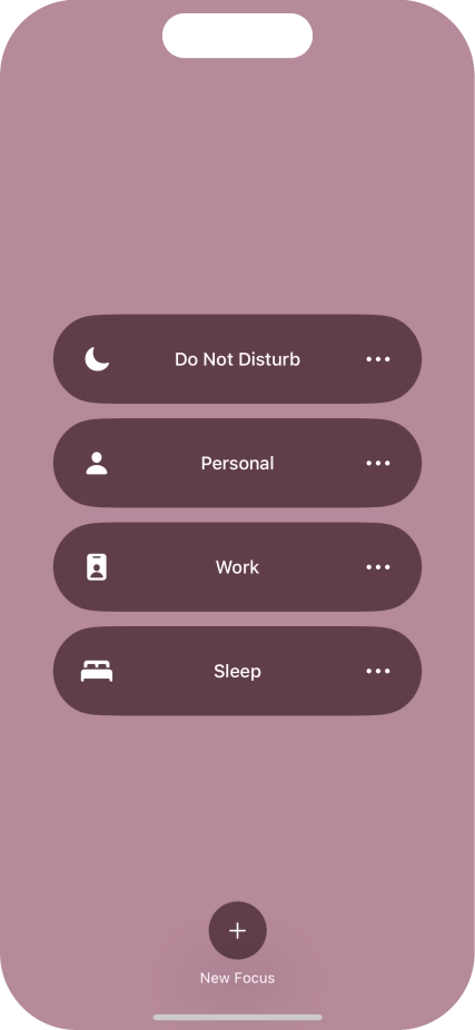 Press the required focus mode to activate or deactivate it immediately.