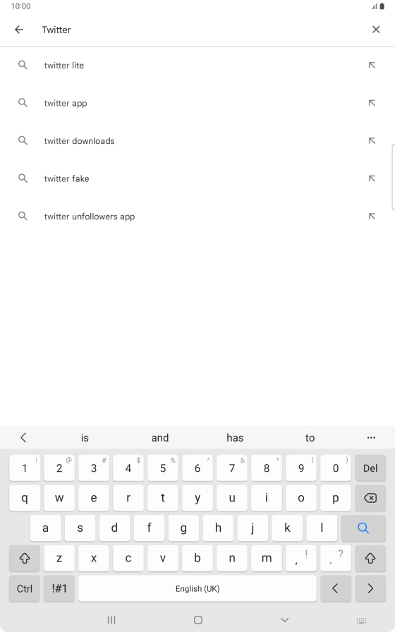 Key in Twitter and press the search icon. Key in Twitter and press the search icon.
