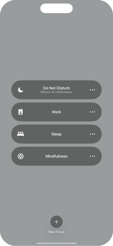 Press the required focus mode to activate or deactivate it immediately. Press the required focus mode to activate or deactivate it immediately.