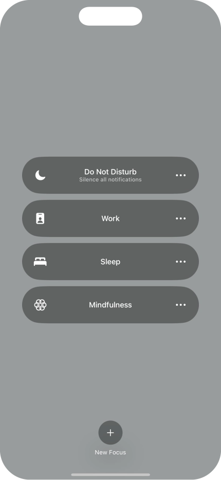 Press the required focus mode to activate or deactivate it immediately. Press the required focus mode to activate or deactivate it immediately.