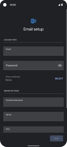 Press Password and key in the password for your email account.