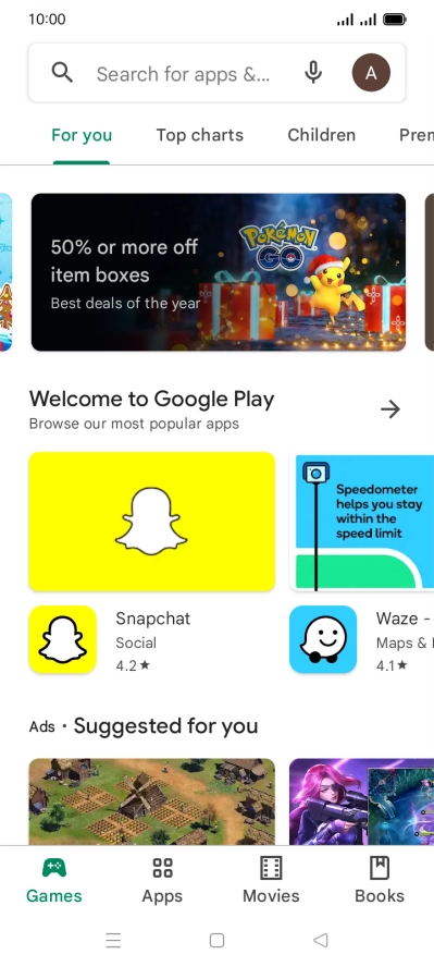 Press the search field.