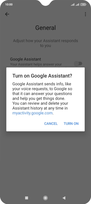 If you turn on the function, press TURN ON.